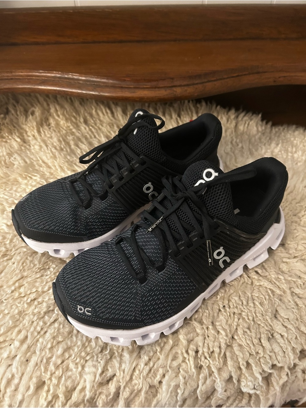 On Running Black and White Cloud Running Sneakers 5.5